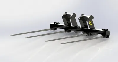 2 Bale 4 Prong Bale Spear with long spears and short stabilizer prongs