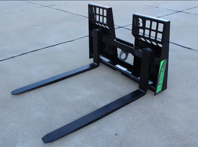 B-Built pallet forks with brick guard, angled view
