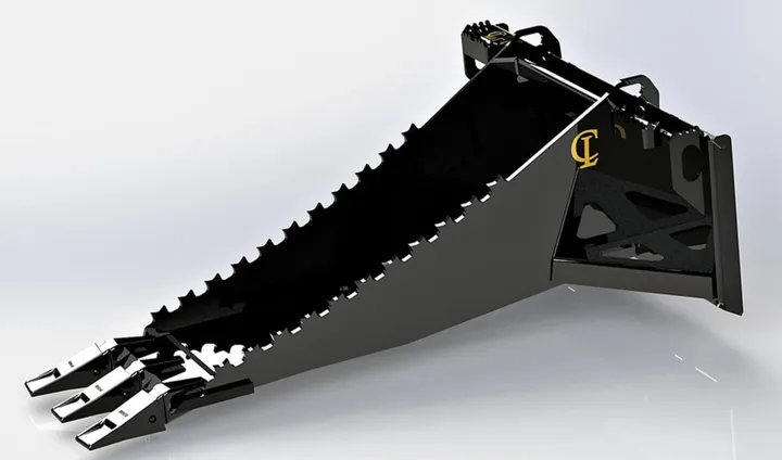 CL Fabrication stump bucket with excavator teeth, studio render