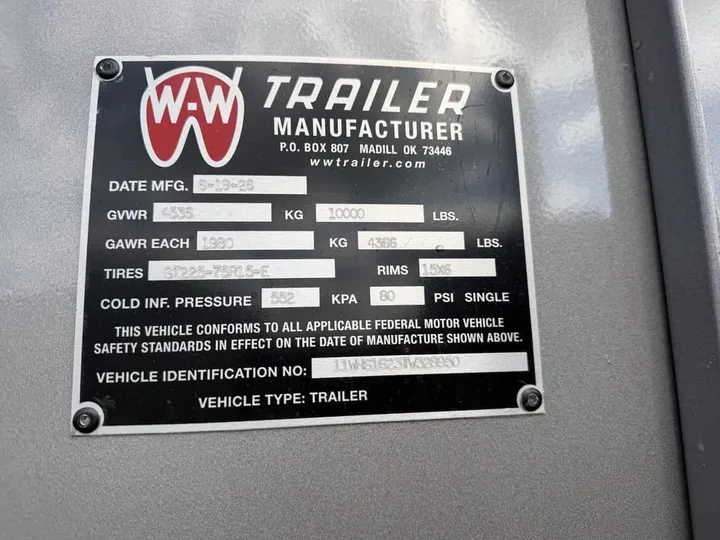 New 2026 W-W Trailers 16 ft x 72 in, photo 2 of 6