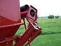 Close-up of a solar powered auger on a bulk bin