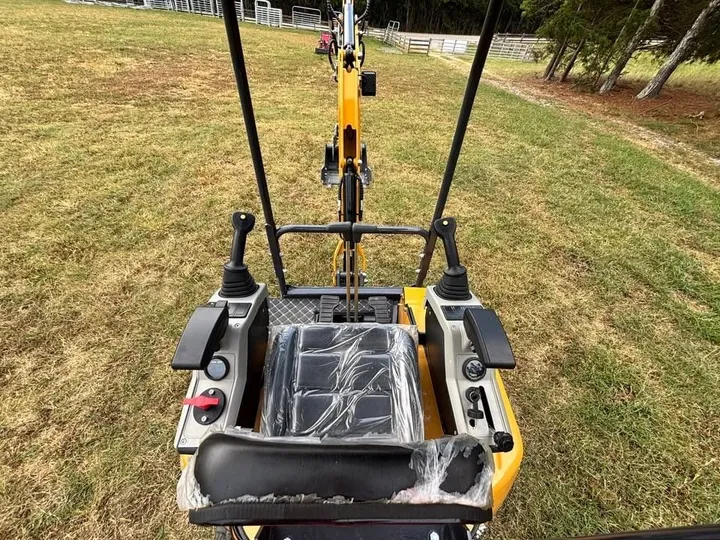 ME20 mini excavator operator seat and controls, from above