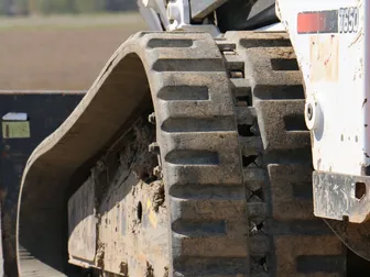Rubber track on a Bobcat compact track loader